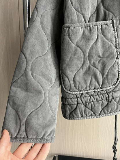 Veste Femme Matelassée Chaude Coupe Vintage