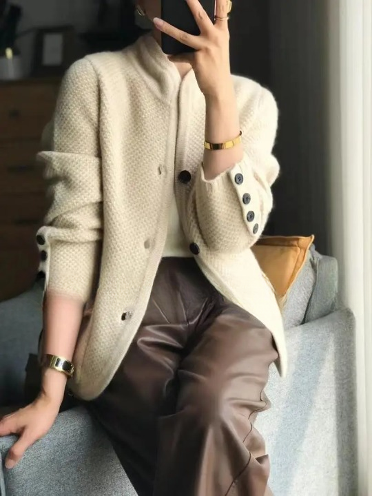 Cardigan D'hiver En Cachemire Pour Femme Avec Boutons | Tendance