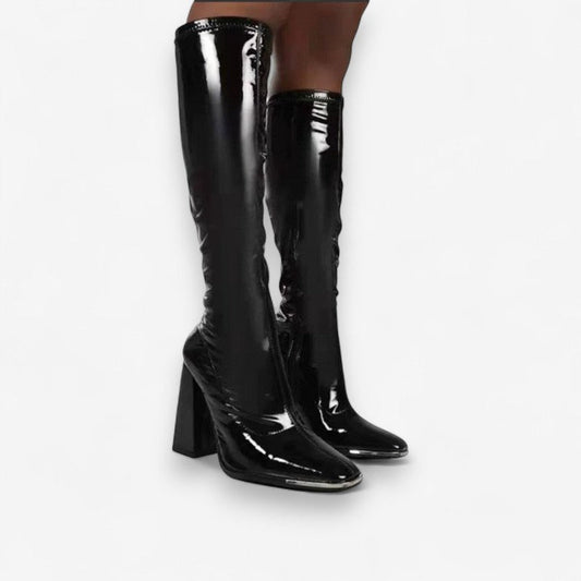 Bottes Femmes Talon Haut à Fermeture Éclair Noir - PanierRoyale