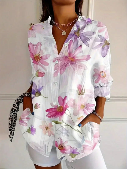 Blouse Femme Fluide Boutonnée Coupe Décontractée