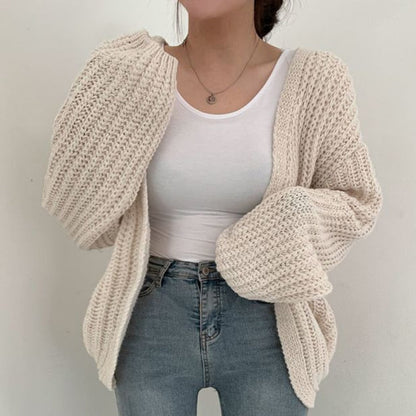 Cardigan Femme Tricoté Gros Mailles Décontracté