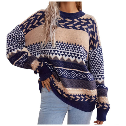 Pull Femme Rayé Noir et Beige Chic