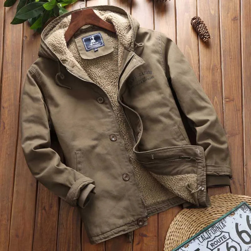 Parka Hiver Homme Long avec Capuche et Manches Réglables