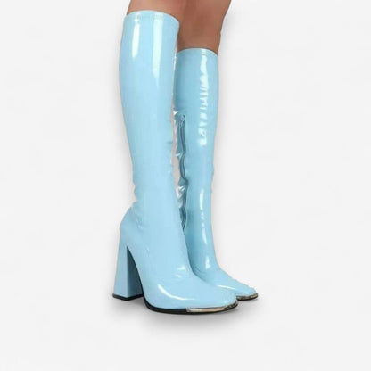 Bottes Femmes Talon Haut à Fermeture Éclair Noir