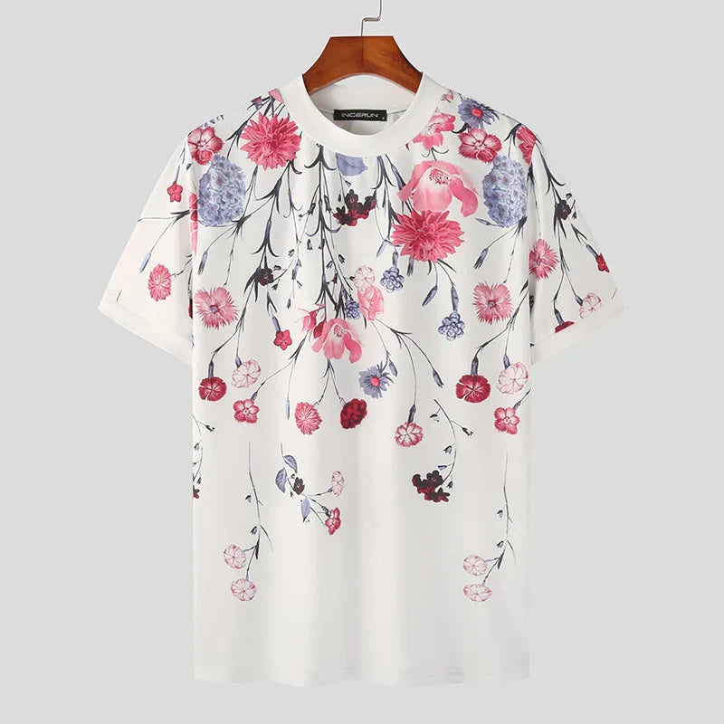 Chemise Homme Manches Courtes Fleurs Été