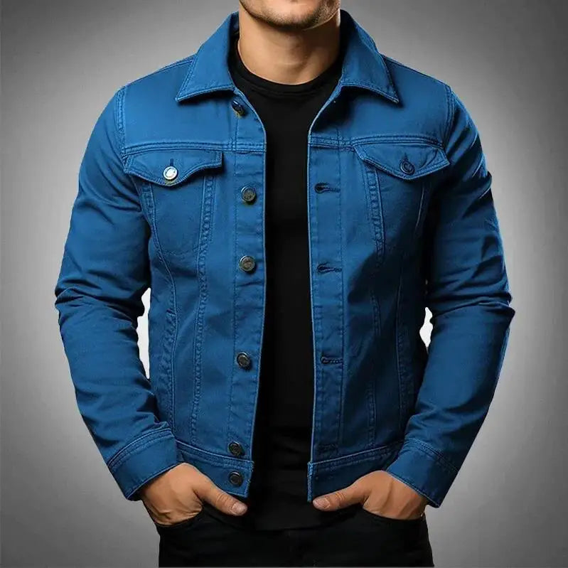 Veste Denim Homme Classique avec Poches et Fermeture Éclair