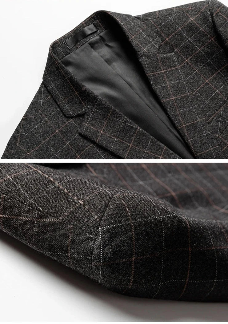 Blazer Noir à Carreaux Élégant pour Homme