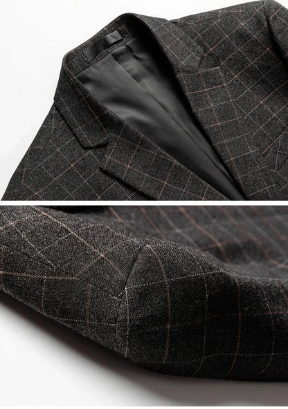 Blazer Noir à Carreaux Élégant pour Homme