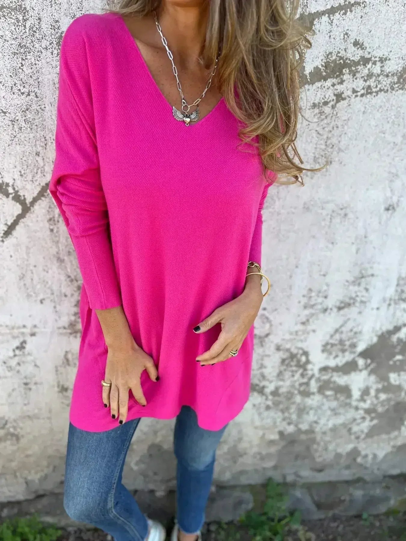 Pull Femme Col V Élégant pour Automne
