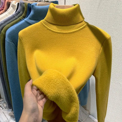 Pull Femme Laine Douce à Col Roulé Chaud