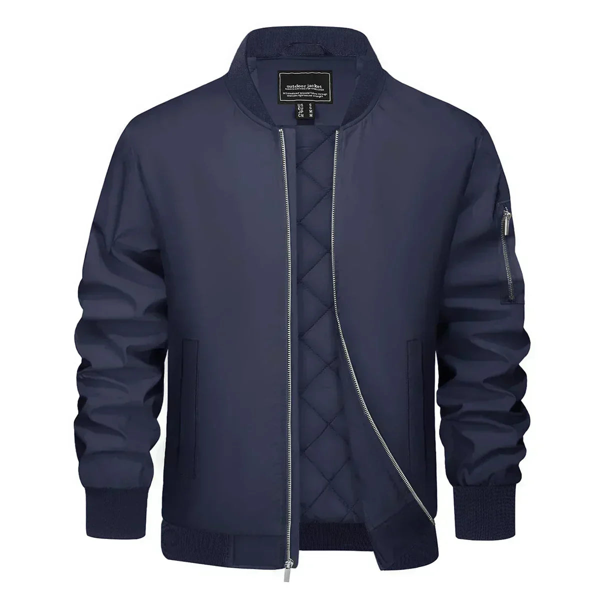 Blouson Cuir Brun Classique avec Fermeture Éclair et Poches