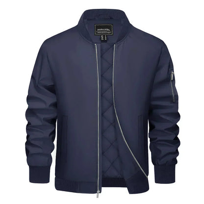 Blouson Cuir Brun Classique avec Fermeture Éclair et Poches