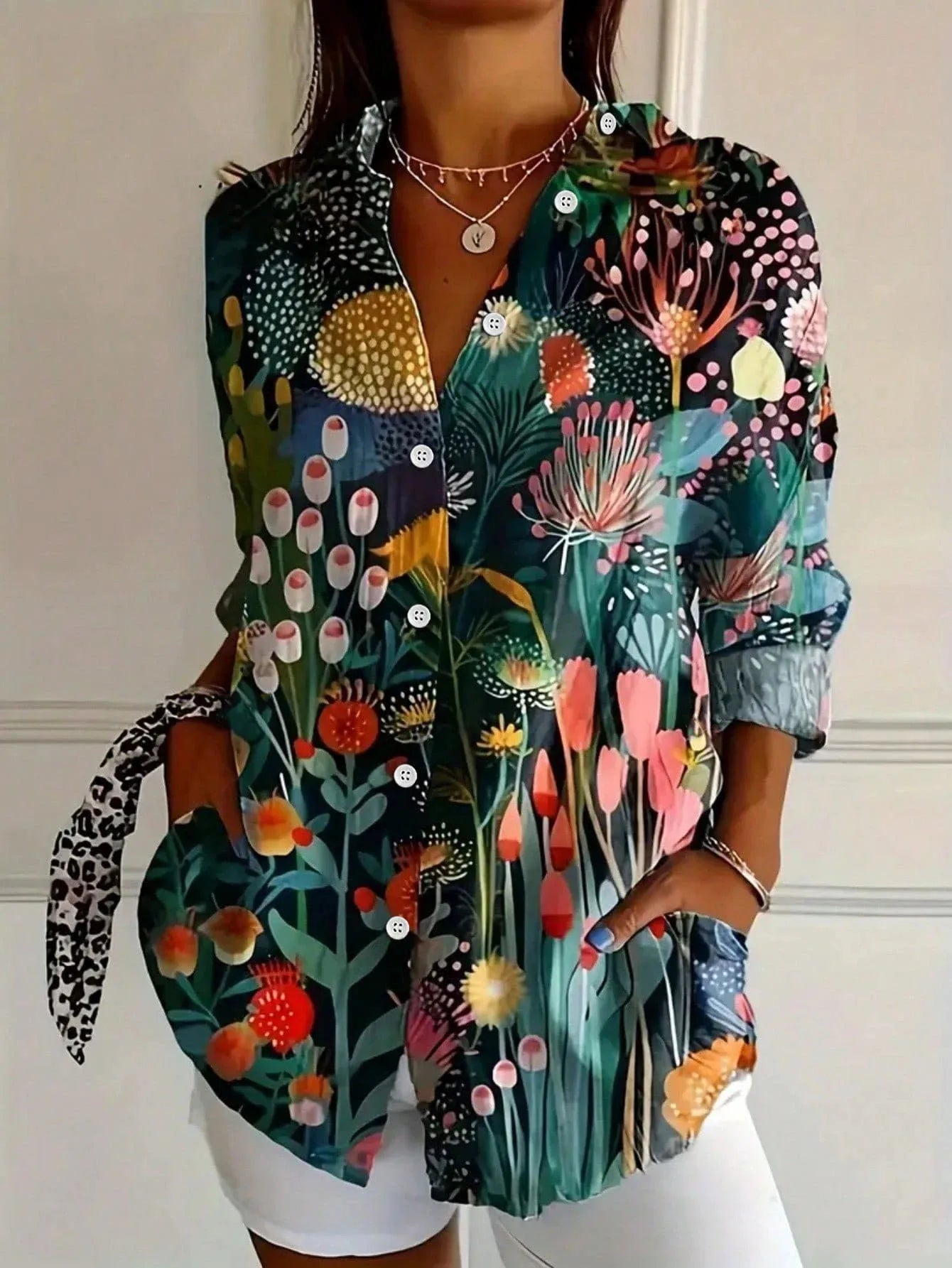 Blouse Femme Fluide Boutonnée Coupe Décontractée