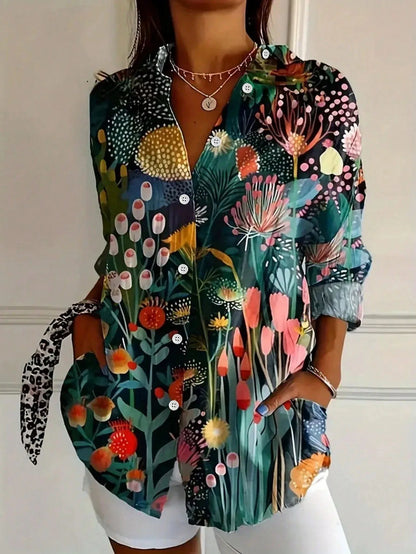 Blouse Femme Fluide Boutonnée Coupe Décontractée