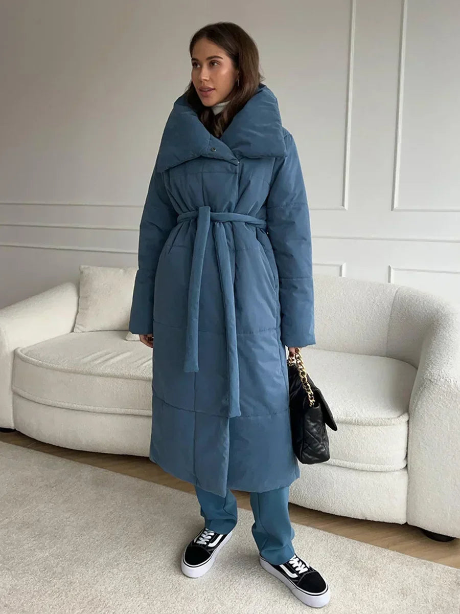 Manteau Femme Hiver Chic Doublure et Ceinture Élastique