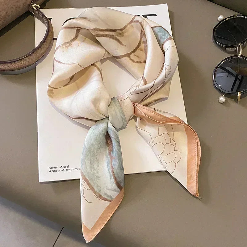 Foulard Carré Femme Satin Imprimé Multi-usage