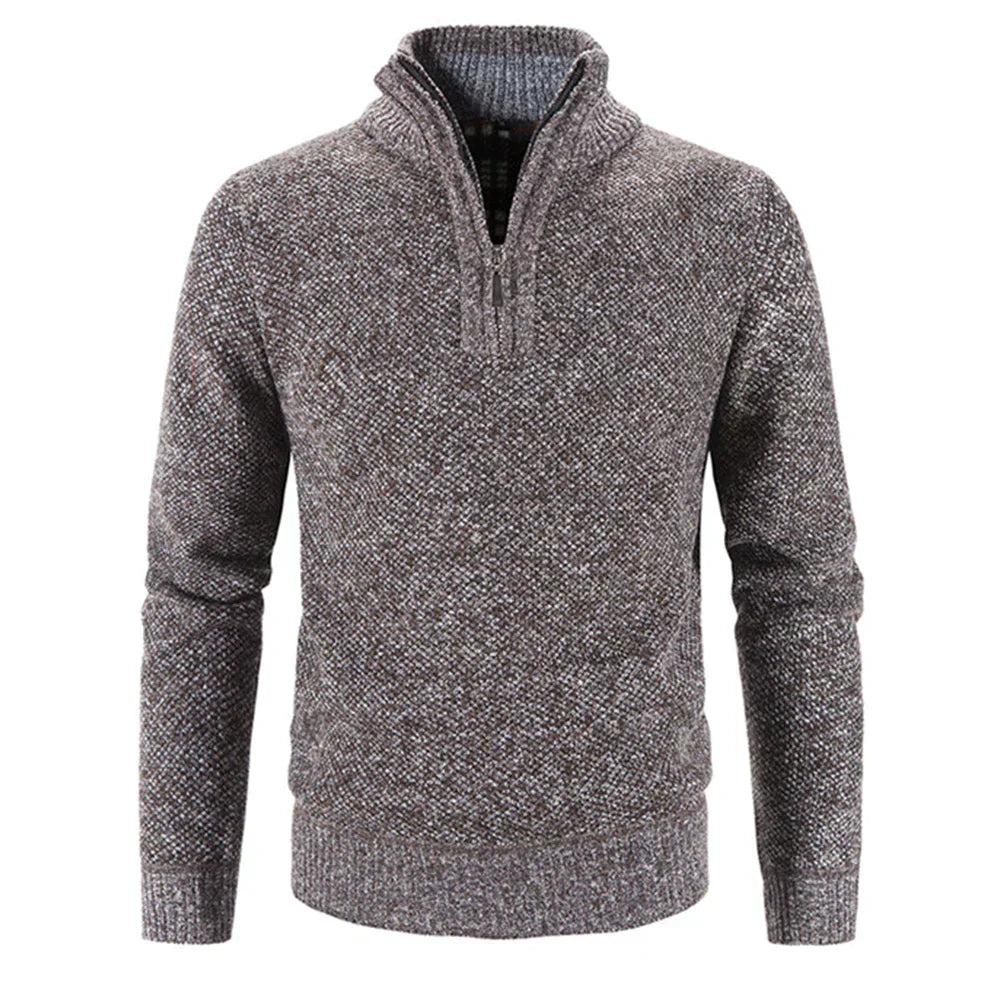 Pull Homme Hiver Doux et Chaud au Col Zip