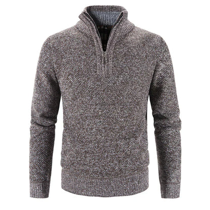 Pull Homme Hiver Doux et Chaud au Col Zip