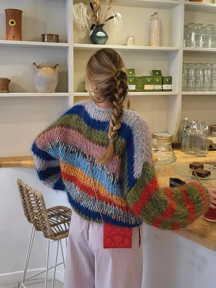 Pull Femme Hiver Tricot Coloré