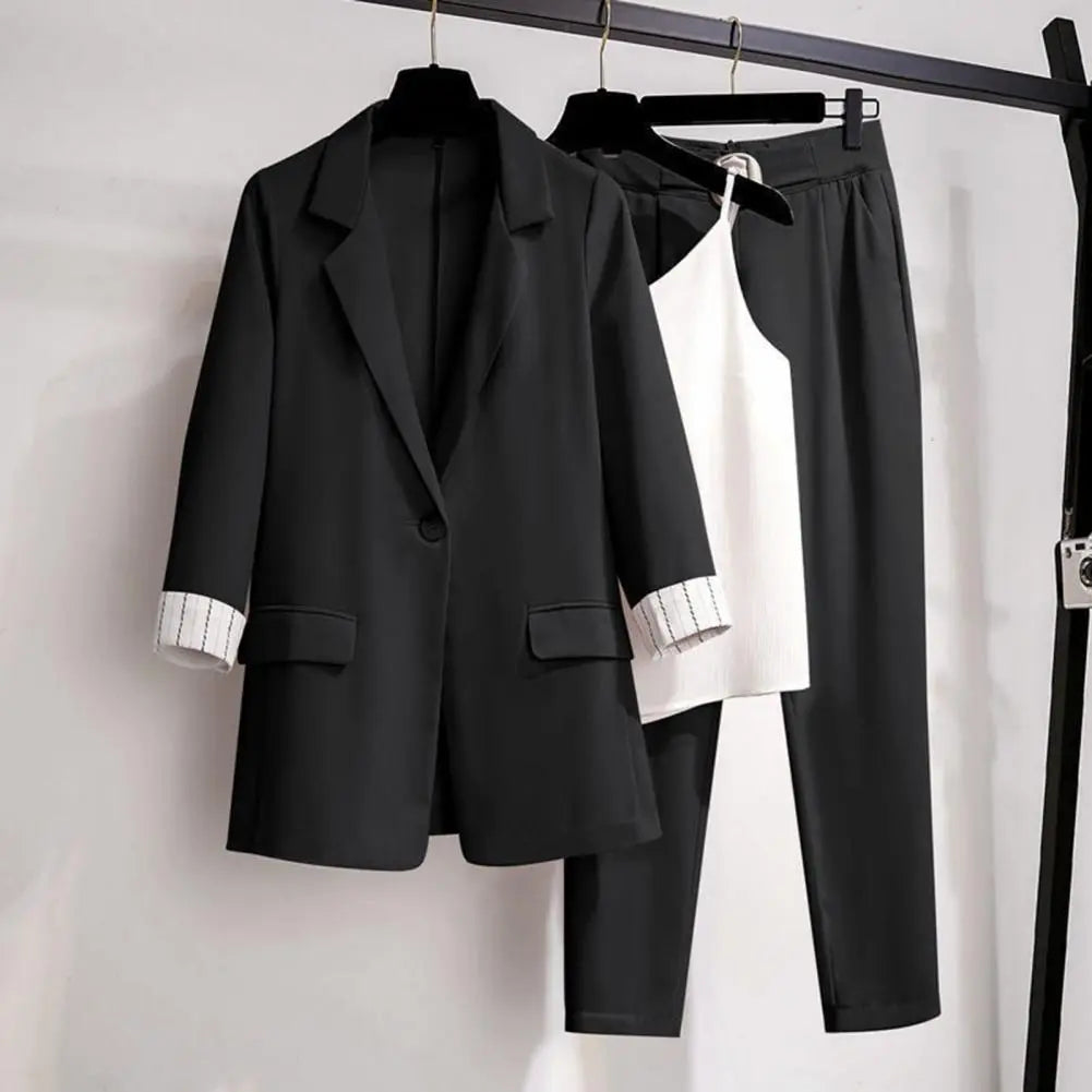 Costume Blazer Femme Élégant Trois Pièces