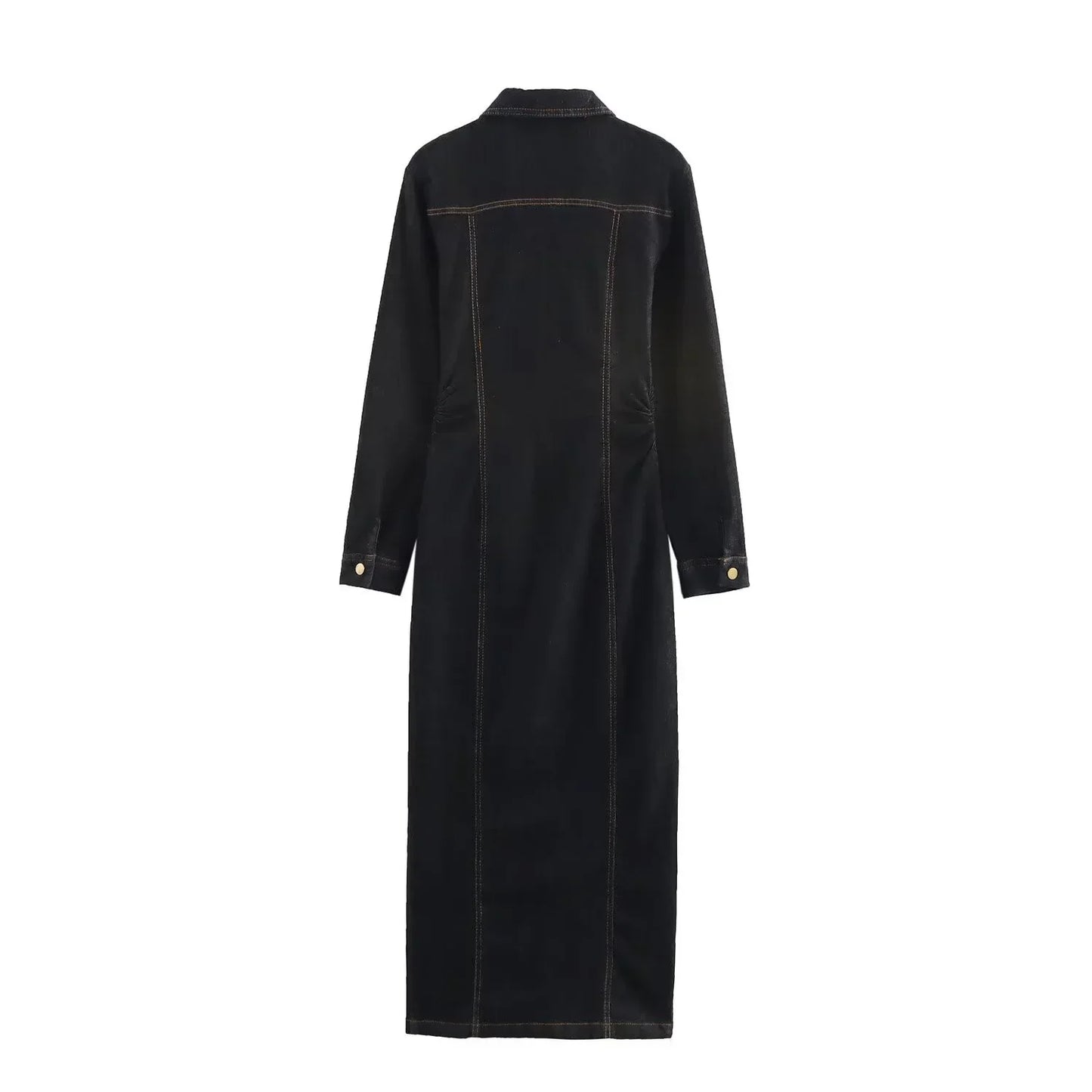 Robe Jeans Femme Manches Longues Boutons Décontractée