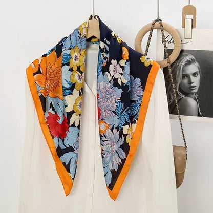 Foulard Carré Femme Satin Imprimé Multi-usage