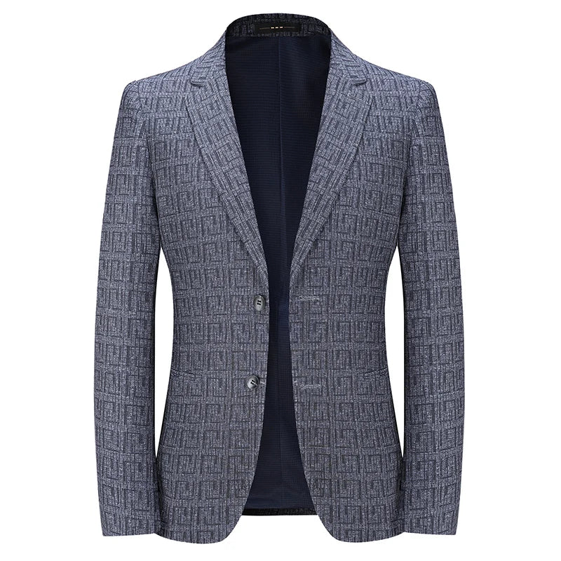 Blazer Homme Moderne à Carreaux Geométriques
