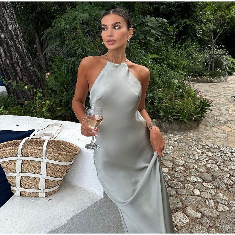 Robe Femme Été Longue sans Manches Dos Nu et Élégante - PanierRoyale