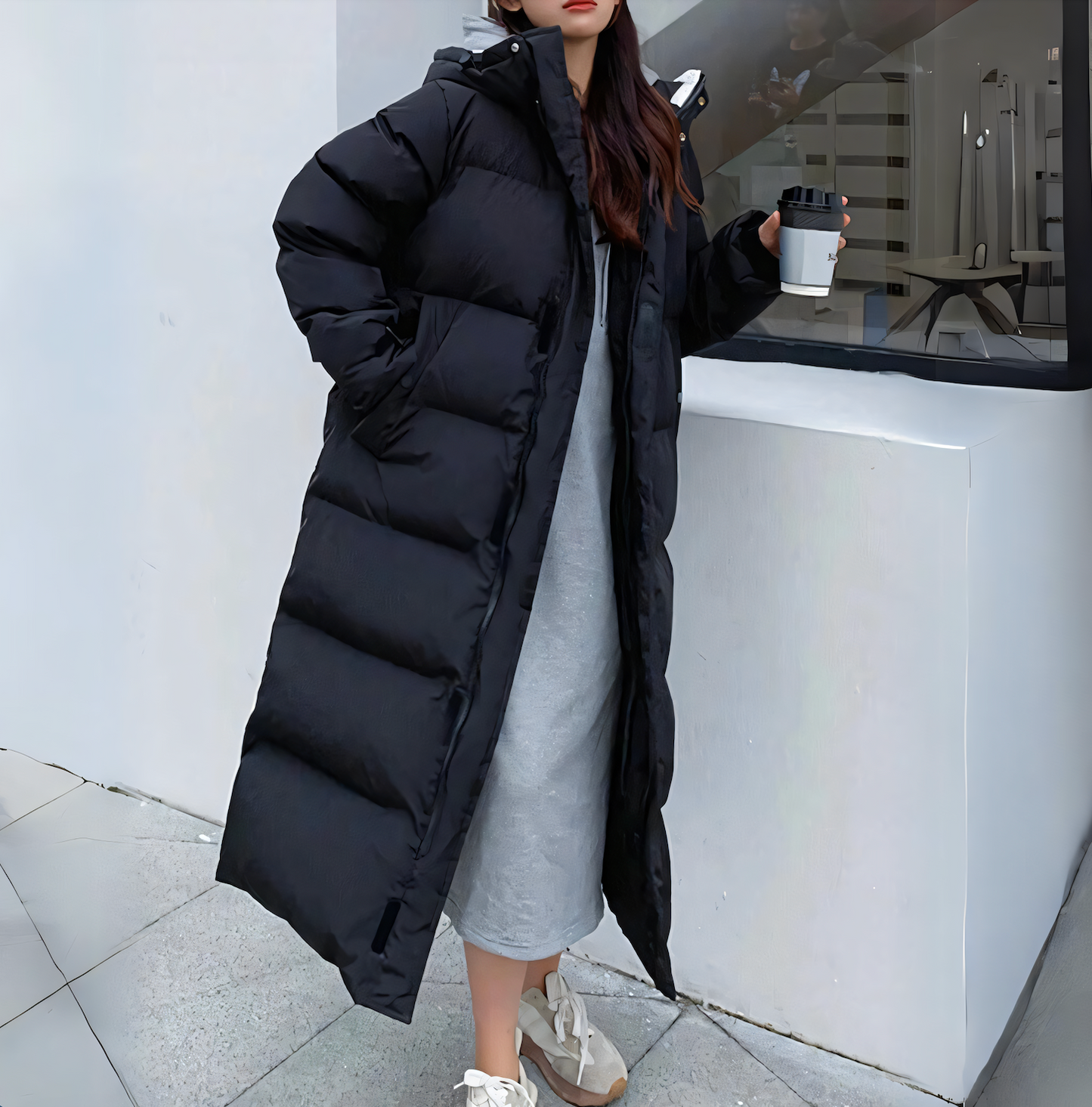 Manteau Femme Hiver Chic avec Capuche et Col Montant