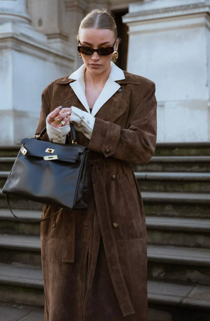 Trenchcoat Cuir Noir Classique