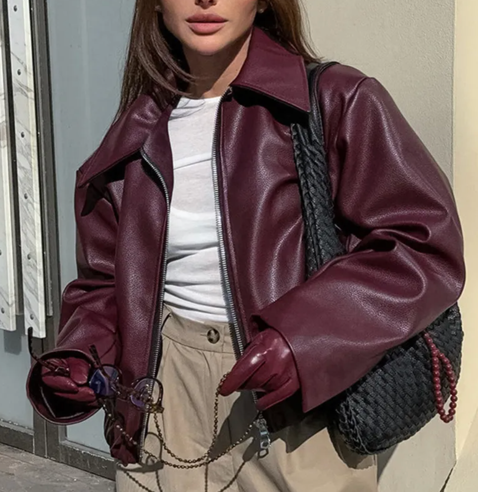 Veste Blazer Femme Cuir Synthétique Élégante