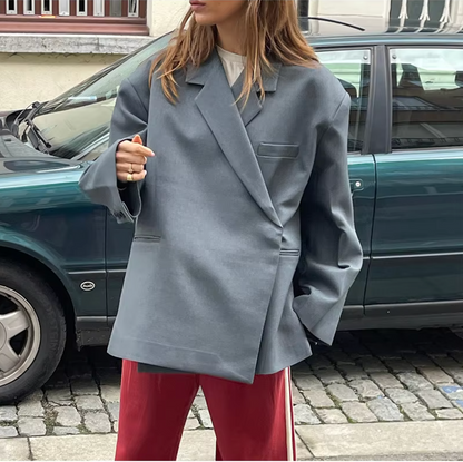 Blazer Femme Coupe Structurée Manches Longues Fermeture Boutonnée