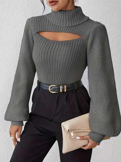 Pull Col Montant Chic avec Détails Raffinés