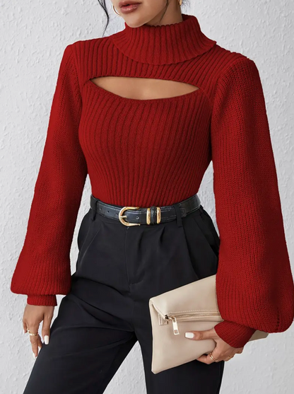 Pull Col Montant Chic avec Détails Raffinés