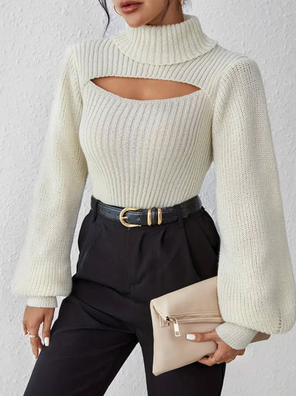 Pull Col Montant Chic avec Détails Raffinés