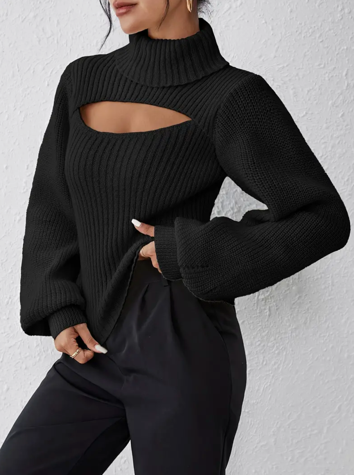 Pull Col Montant Chic avec Détails Raffinés - PanierRoyale