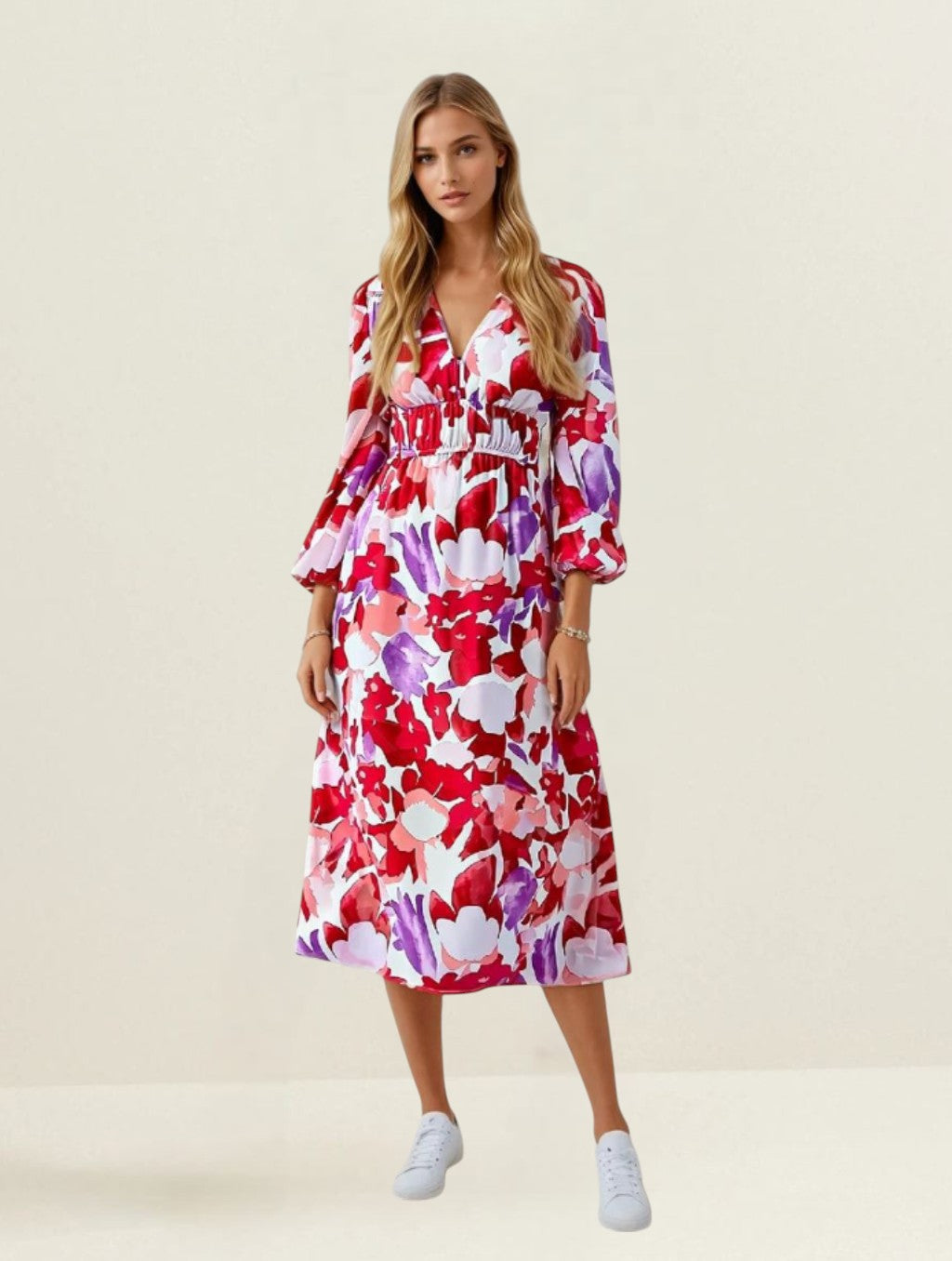 ZAYLA™ – Robe Longue Femme Élégante en Polyester Fluide Manches Longues-6