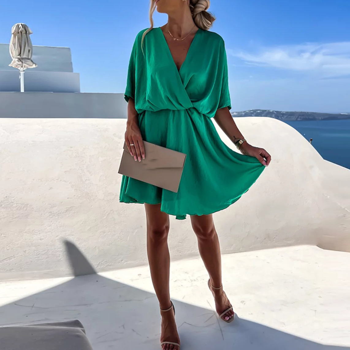 Robe de Soirée Féminine en Chiffon avec Volants