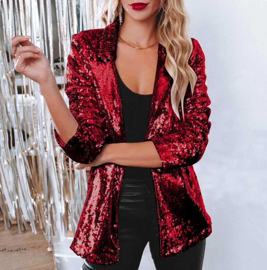 Blazer Femme Glamour Paillettes Élégant Soirée