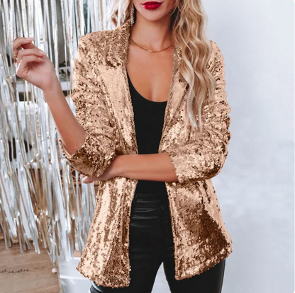 Blazer Femme Glamour Paillettes Élégant Soirée
