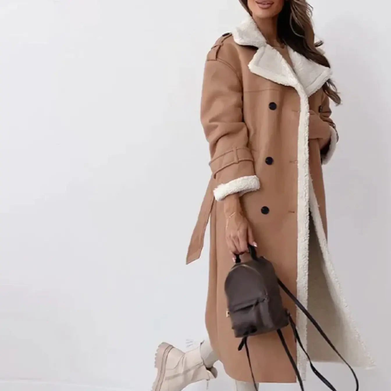 Luna | Lange klassische Jacke mit Fleece Fütterung und Teddykragen Zendoo.de