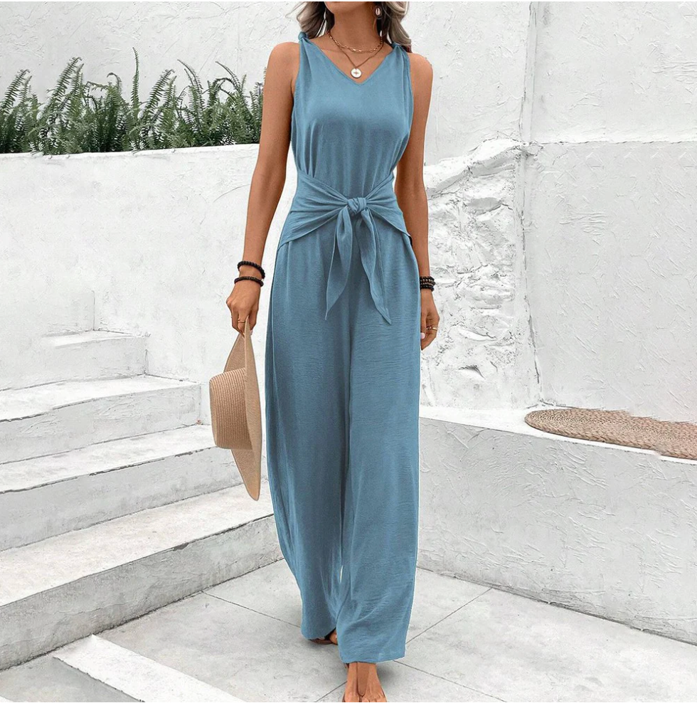Pantalon Combinaison Femme Élégante Taille Évasée - PanierRoyale