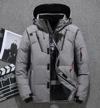 Veste Ski Homme Rouge Imperméable avec Capuche et Poches