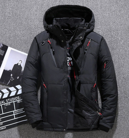 Veste Ski Homme Rouge Imperméable avec Capuche et Poches