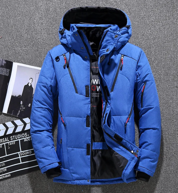 Veste Ski Homme Rouge Imperméable avec Capuche et Poches