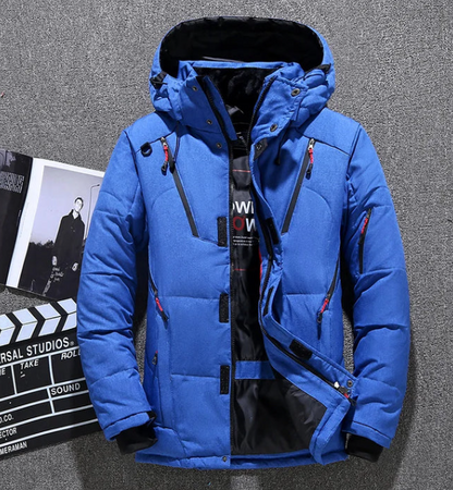 Veste Ski Homme Rouge Imperméable avec Capuche et Poches