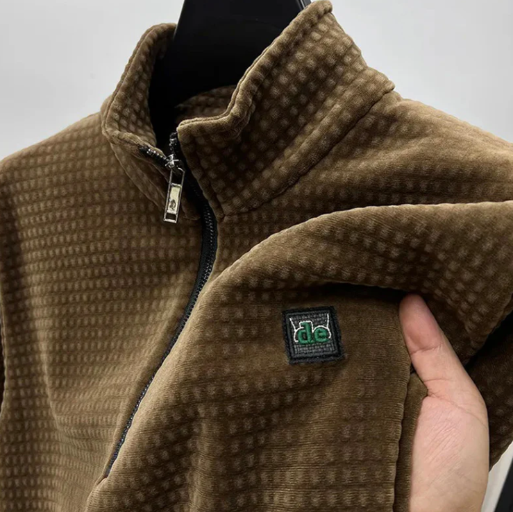 Veste Polaire Unisexe Col Montant Gris Mélangé