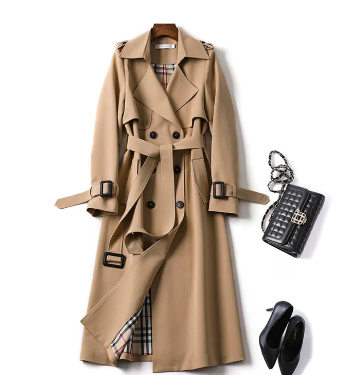 Trench-coat Femme Imperméable Ceinturé Coupe Ajustée Mi-saison - PanierRoyale