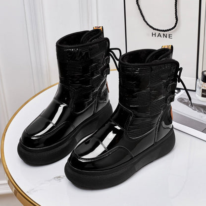 Bottes Hiver Femmes Chaussures À Lacets Élégantes - PanierRoyale