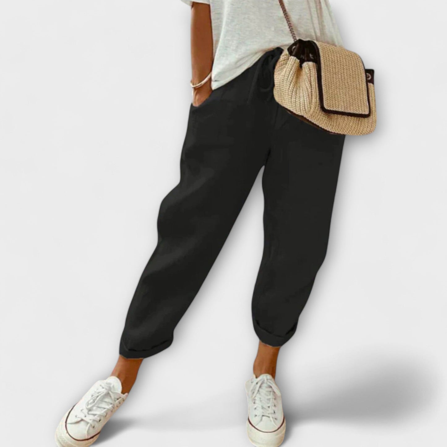 Pantalon Lin Élastique Féminin Slim Fit